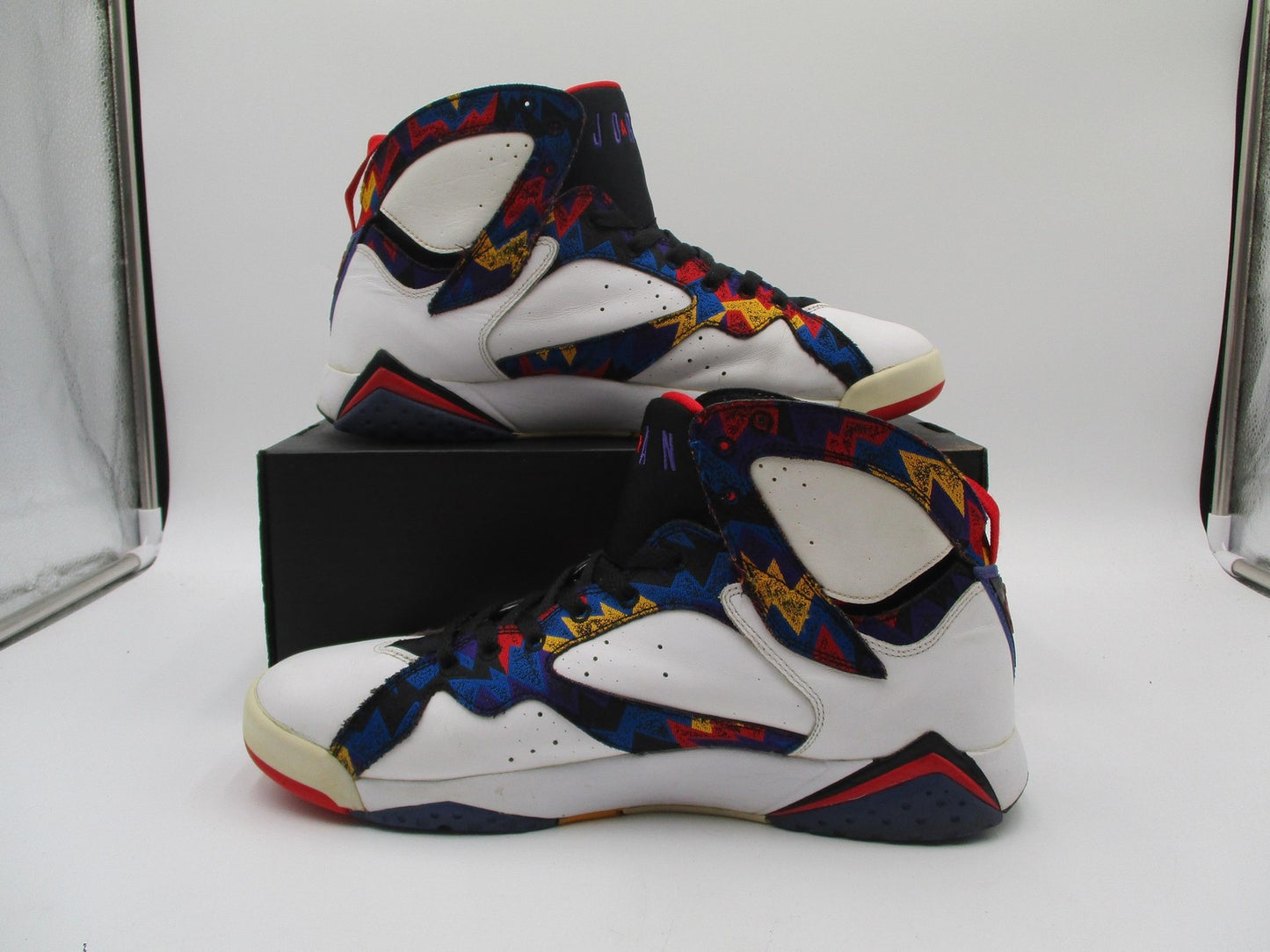 Nike Air Jordan 7 Retro Shoes Mens White Multicolor Sweater Nothing But Net 1J52