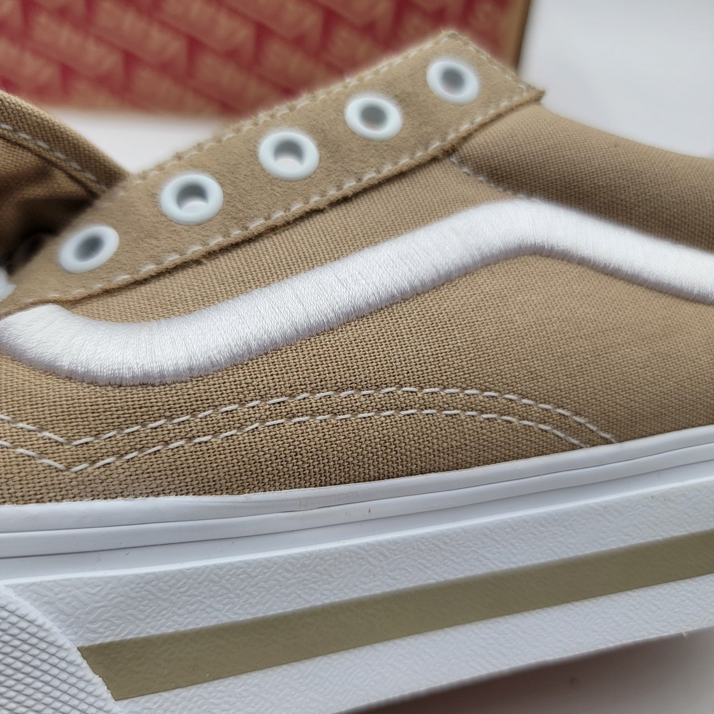 VANS PREMIUM Junior Old Skool Platform Sz 6 Khaki Suede & Canvas VN0009PDKHK NIB5