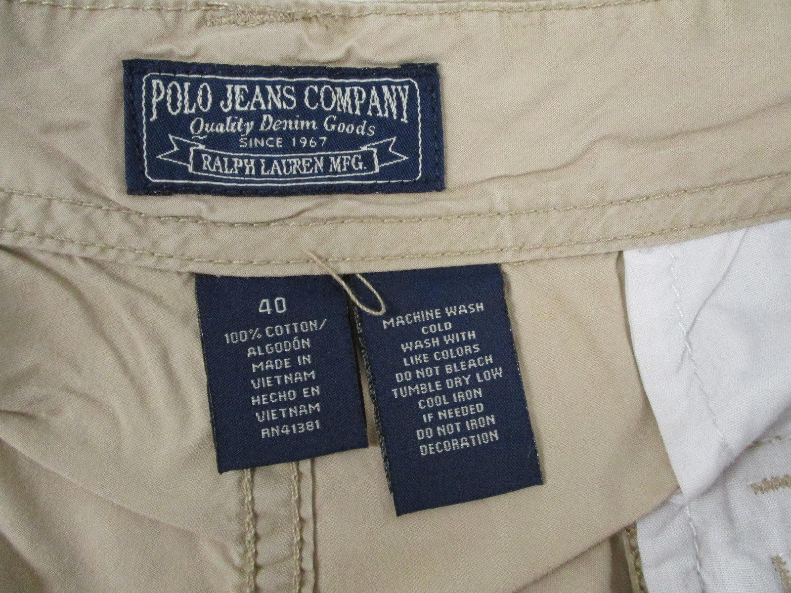 Polo Jeans Company Cargo Shorts Mens 40 Beige USA Flag Ralph Lauren 11 Inseam3