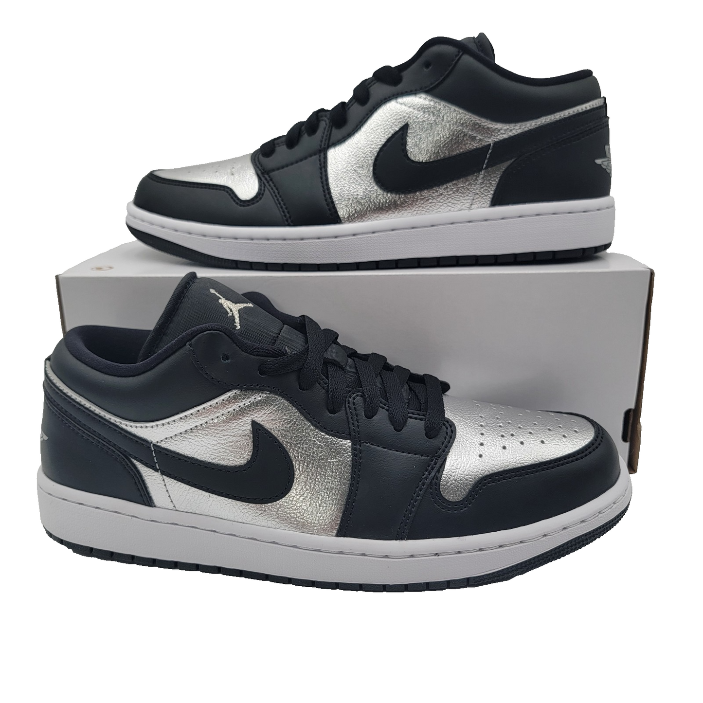Wmns Air Jordan 1 Low SE Silver Toe DA5551-001 10.5W Blk/Silver/Wht NIB No Lid0