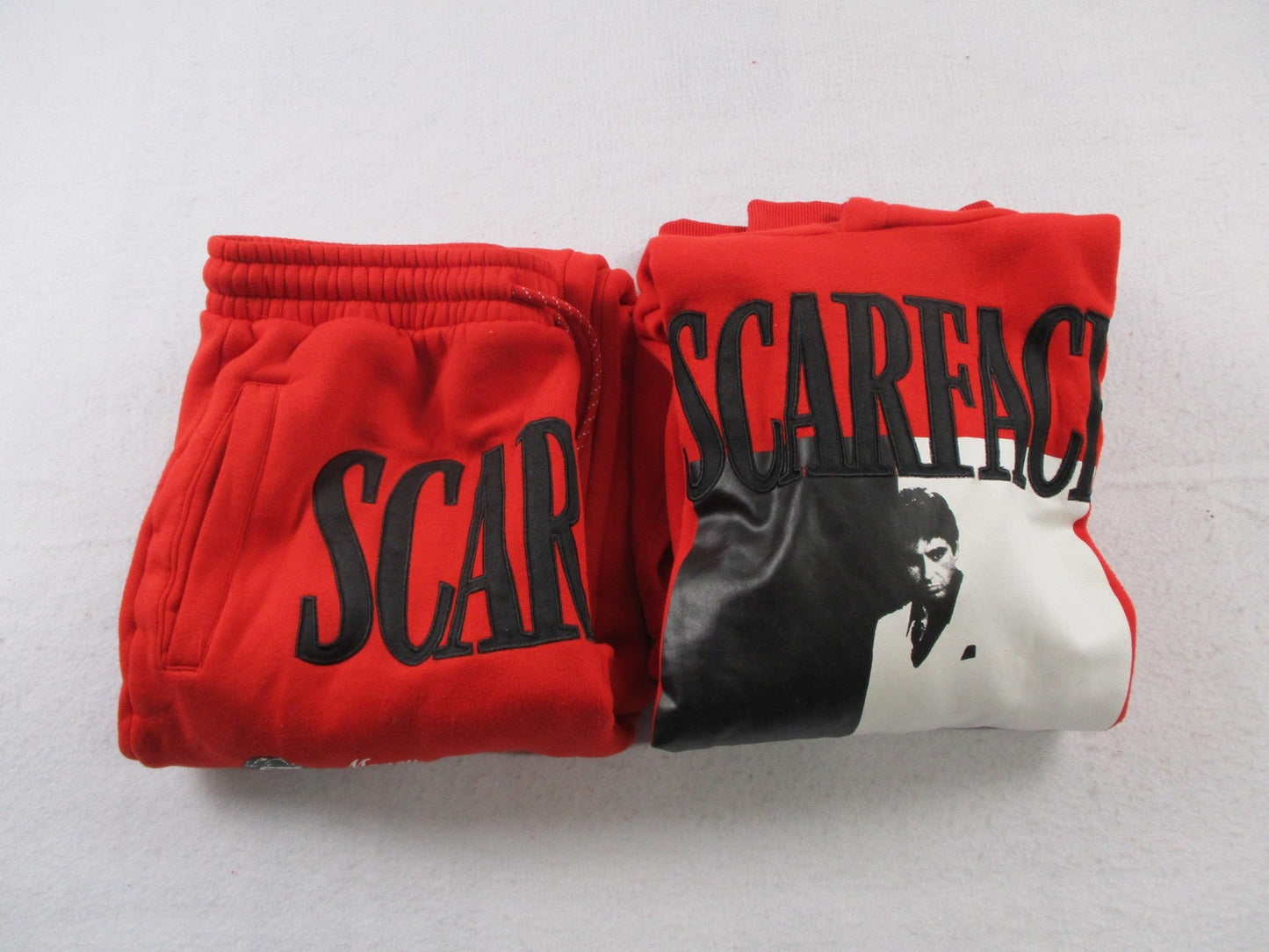 Reason Scarface Tracksuit Mens Medium Red Fleece Graphic Hoodie Sweatpants Set19