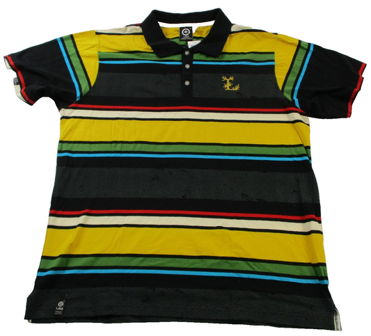 LRG Polo Shirt Mens 2XL Multicolor Striped Short Sleeve Cotton Collared Casual0