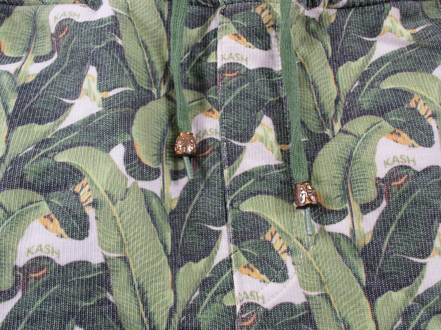 KASH Sweatsuit Set Mens Large Green Tropical Leaf Hoodie Shorts 2 Piece USA 167412