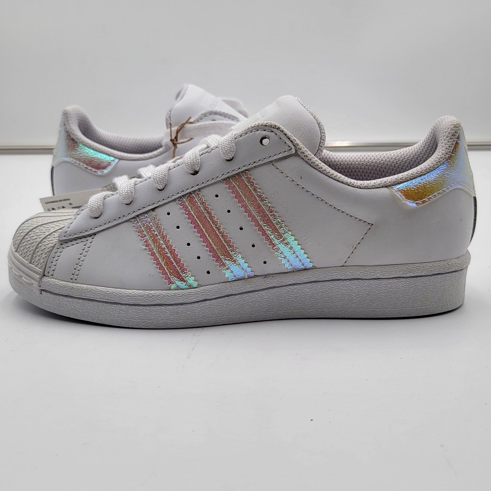 Adidas Originals Superstar J 'White Iridescent' Sz 4.5 FV31390