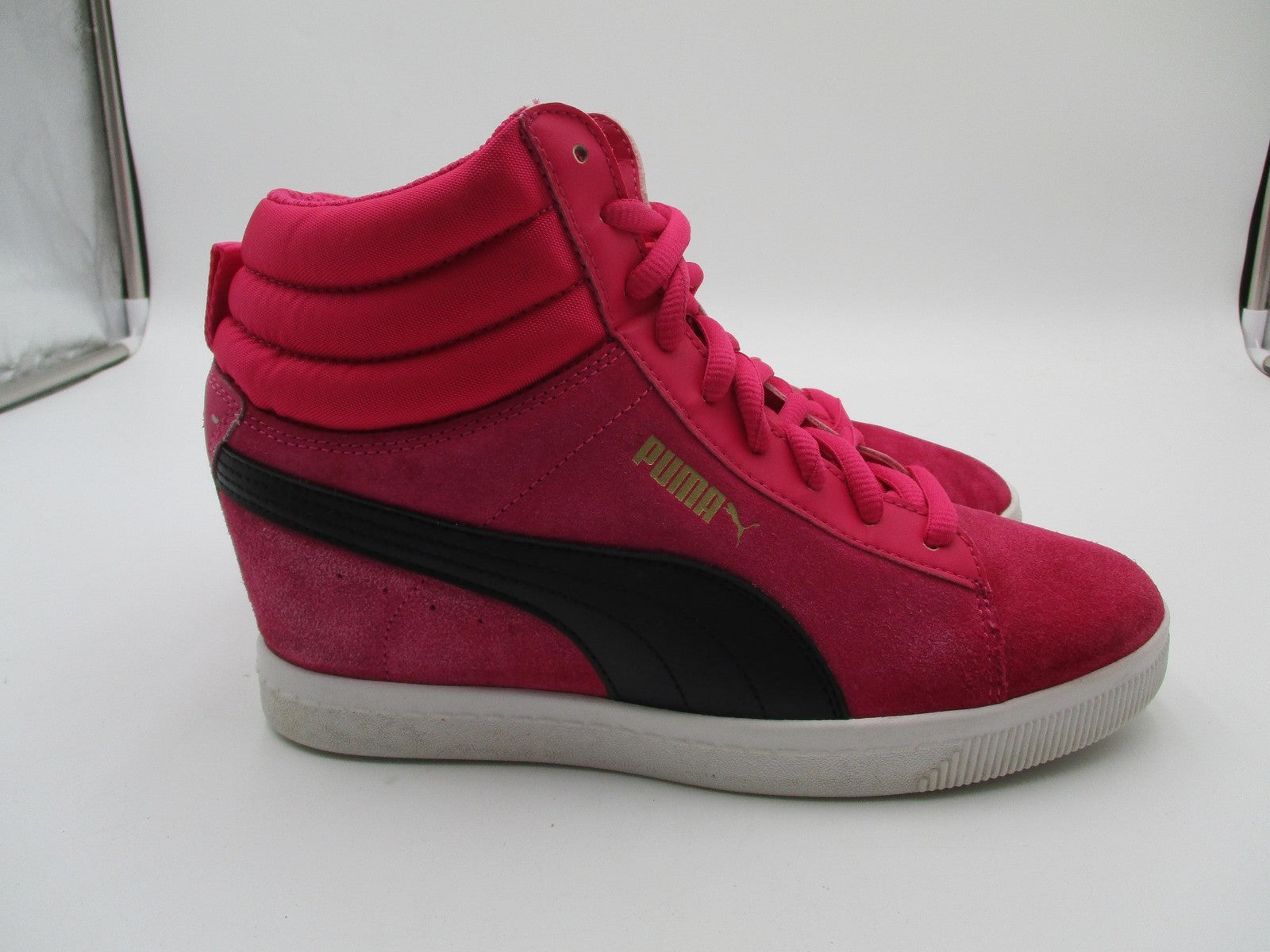 Puma Sportlifestyle Shoes Womens Size 8.5 Pink Suede High Top Wedge 356049-034