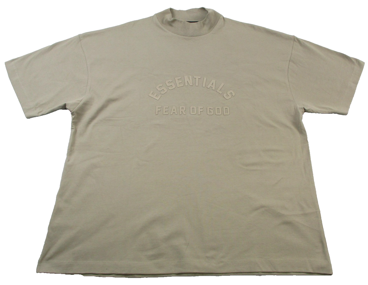 Fear Of God Essentials Shirt Mens Large Beige Mock Neck Logo Streetwear Tee 13430