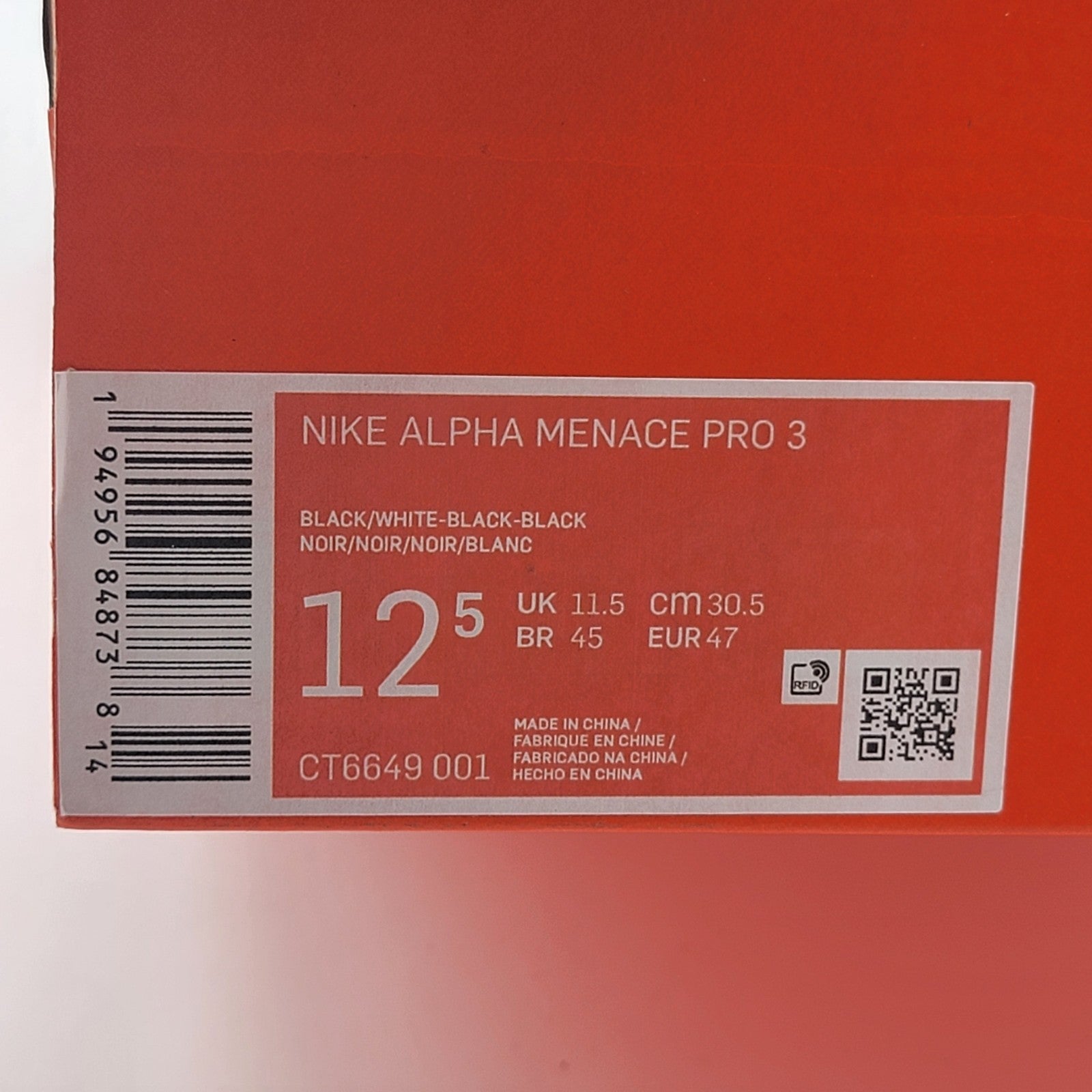 Nike Alpha Menace Pro 3 Mens Sz 12.5 CT6649-0017