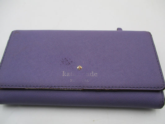 Kate Spade Wallet Womens One Size Purple Leather Zip Trifold ID Window0