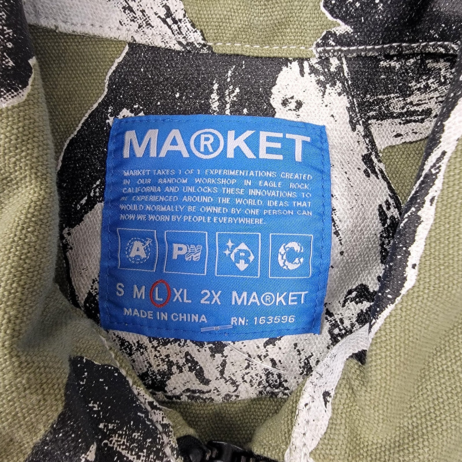 Market Mens Green Talus Work Shirt Short Sleeve Sz L