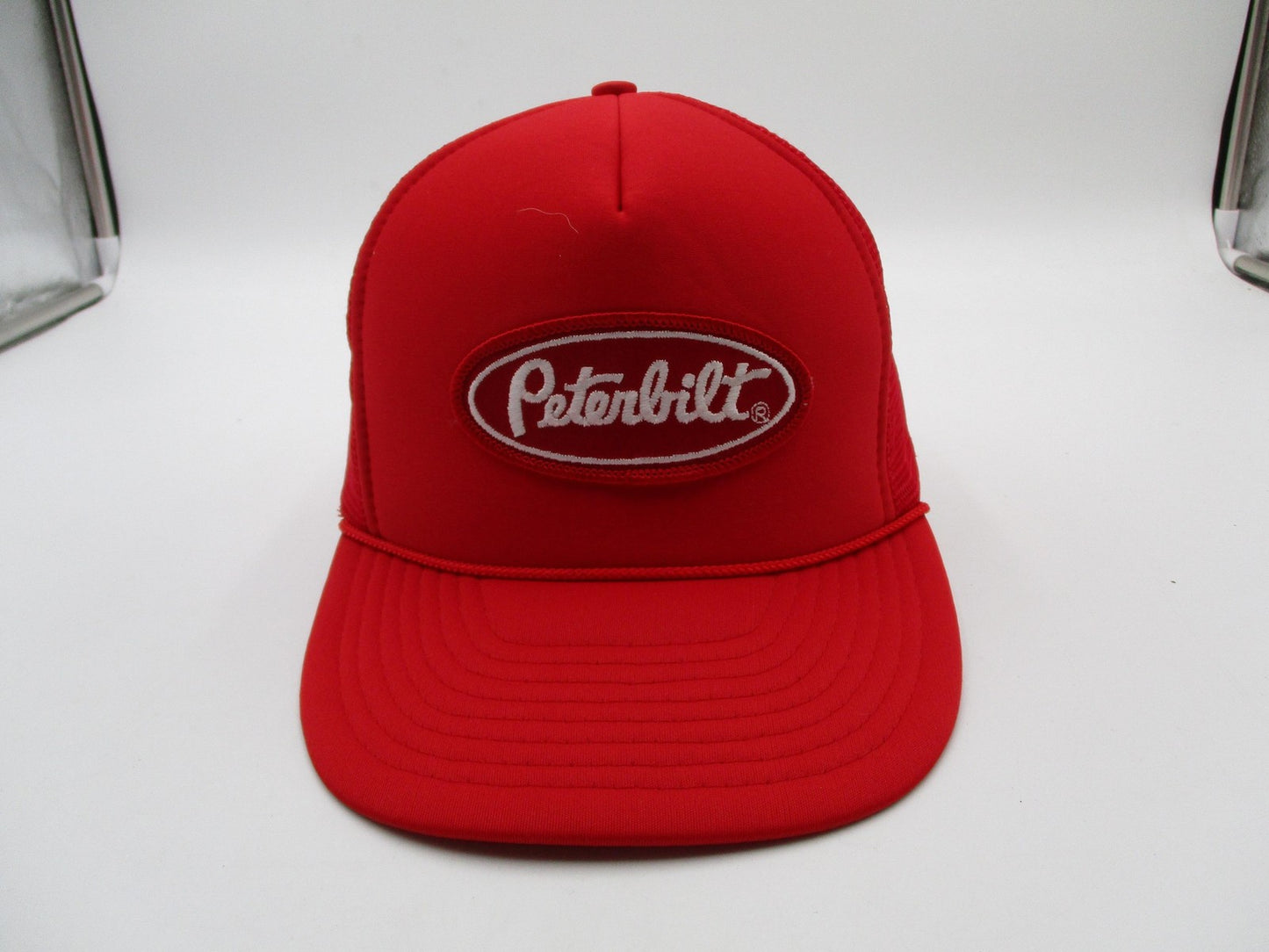 Nissin Cap Peterbilt Hat Cap Snap Back Mens OSFM Red Mesh Trucker Embroidered0