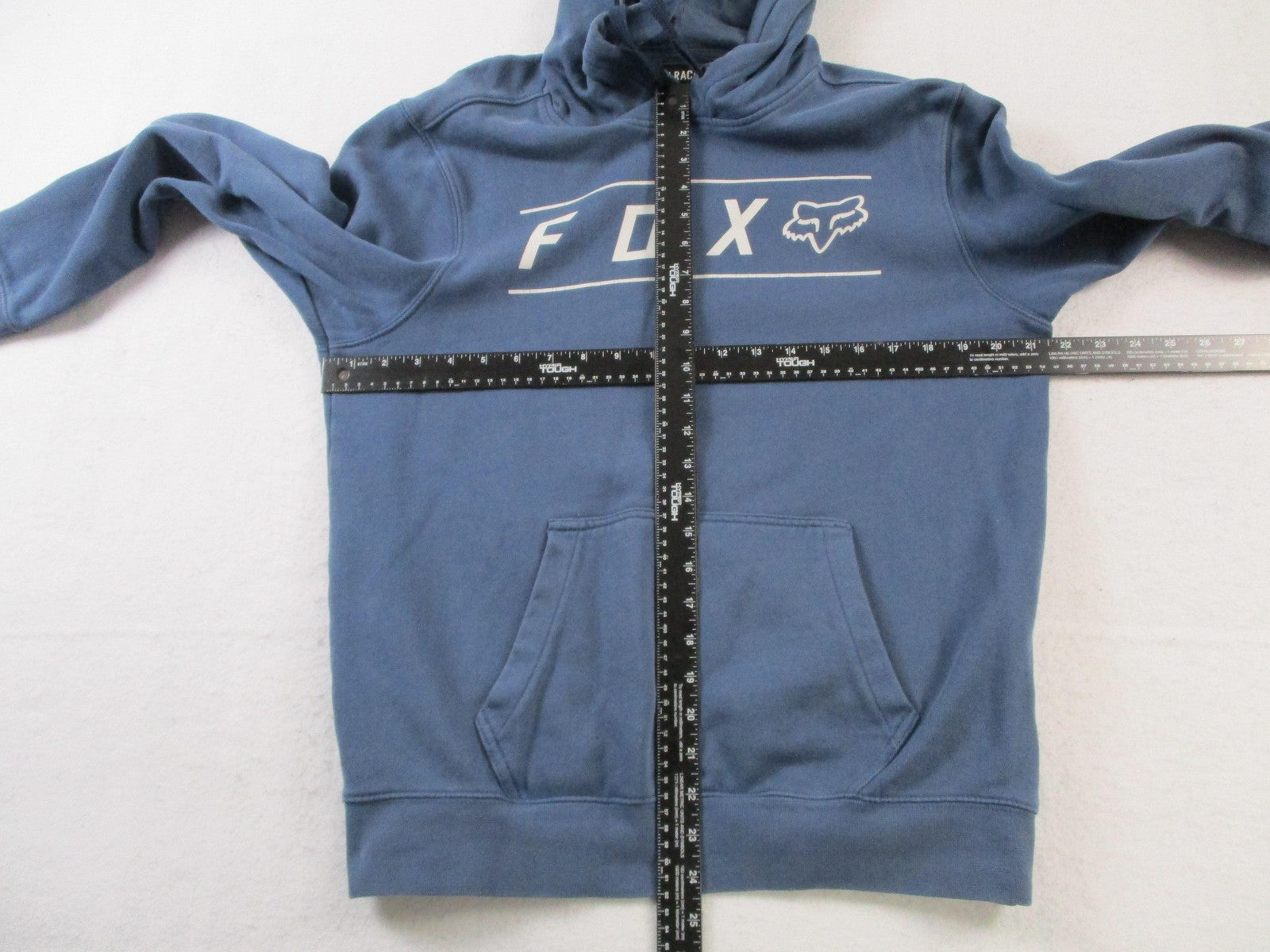 Fox Racing Hoodie Mens Medium Blue Pullover Fleece Sweatshirt FOX Logo Graphic5
