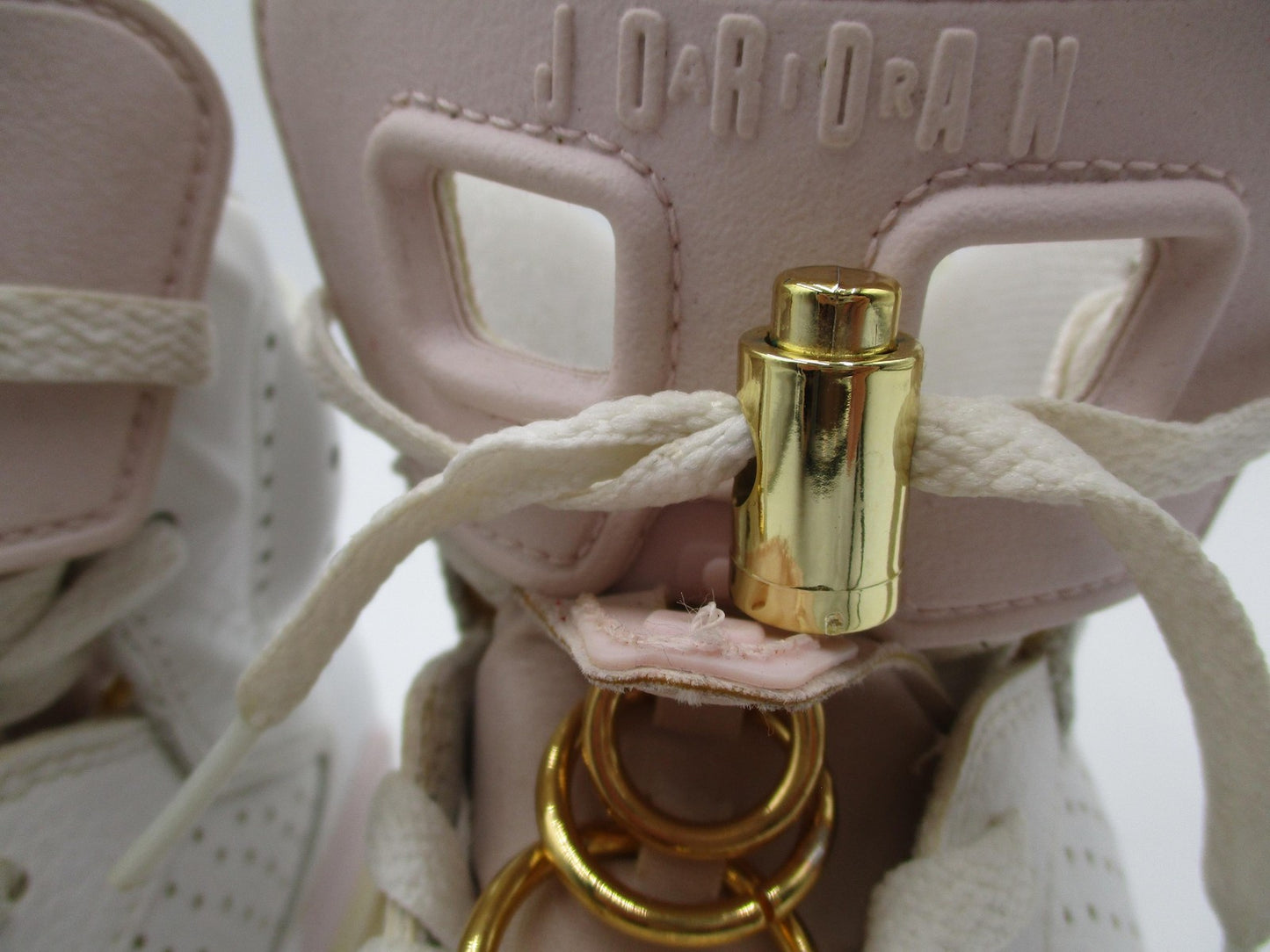 Air Jordan 6 Retro Gold Hoops Shoes Womens Size 7 White Pink Sneakers DH9696-1005