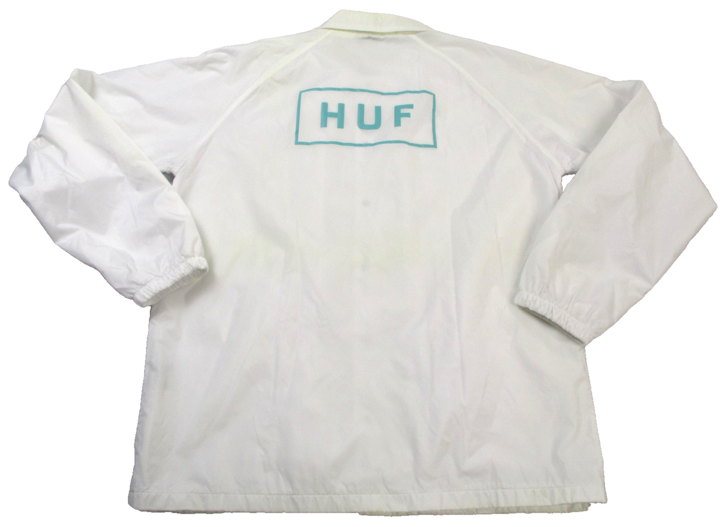 HUF Jacket Mens Large White Coach Windbreaker Snap Front Skateboarding 16511