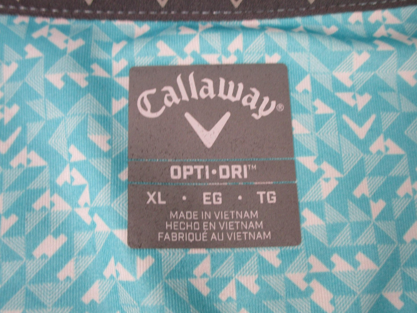 Callaway Polo Shirt Mens XL Blue Radiant OptiDri Geometric Golf Stretch UV 13172