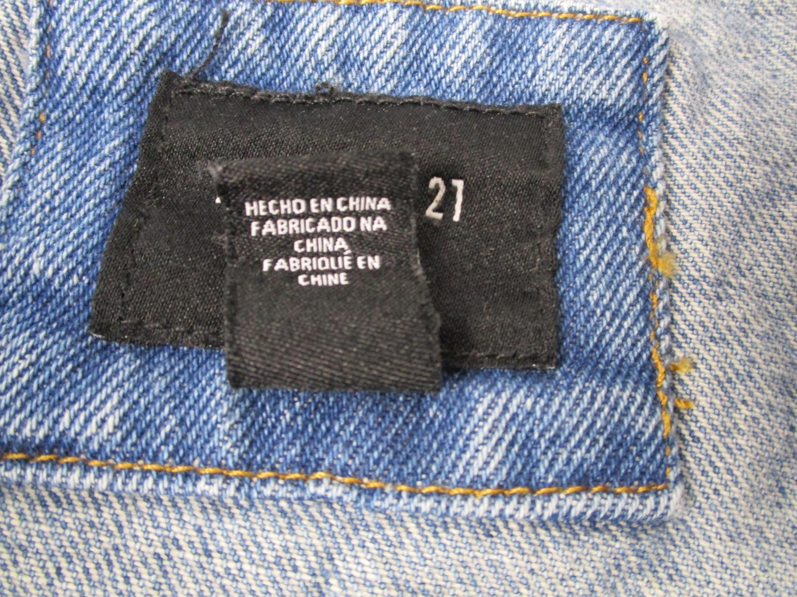 Forever 21 Denim Jacket Mens Medium Light Wash Trucker Rainbow Trim