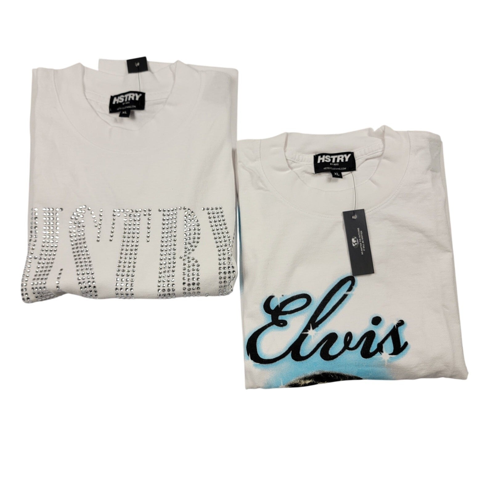 HSTRY by NAS Elvis Presley 2Pack XL Rhinestone & Graphic Tees NWT
