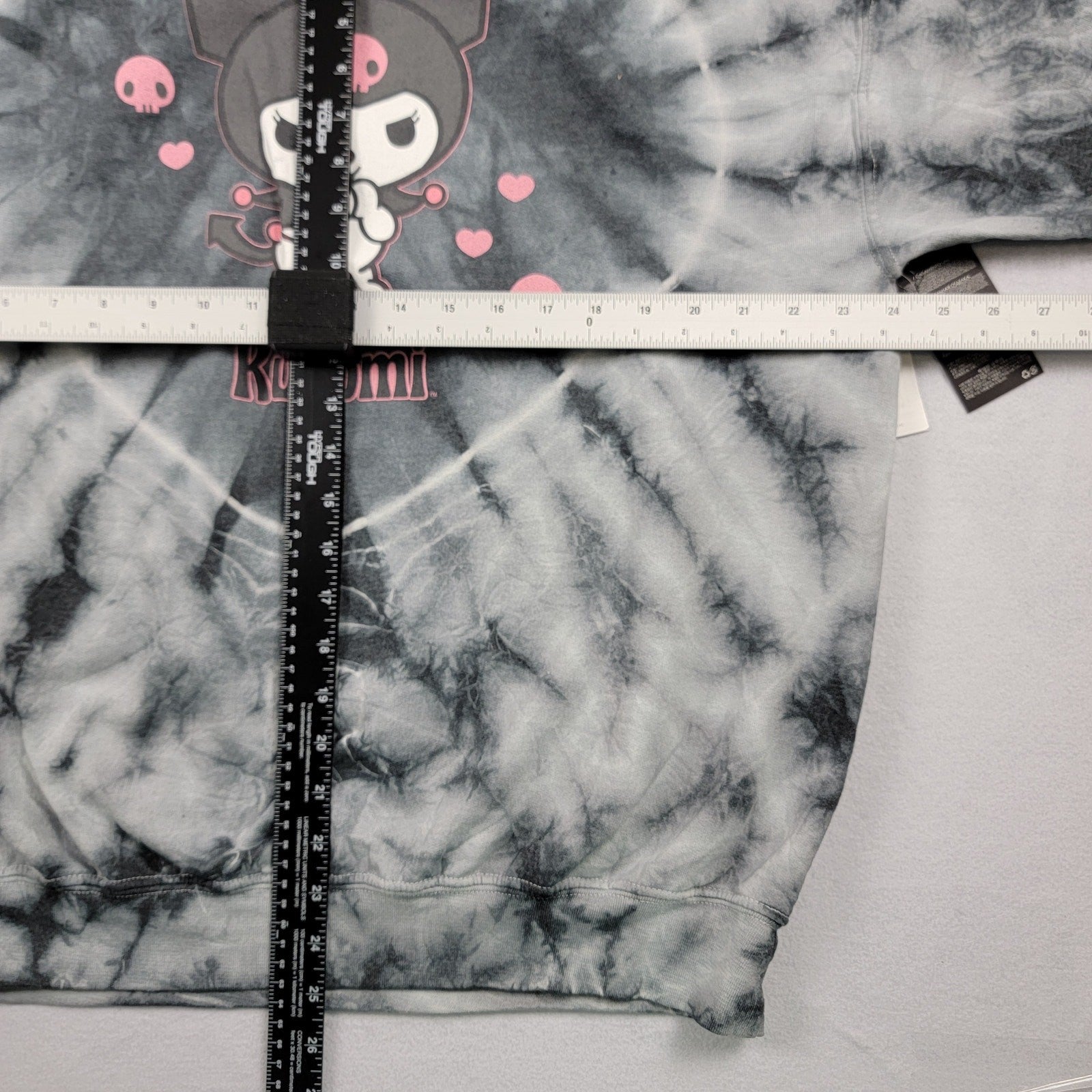 Forever 21 Sanrio Kuromi Tie Dye Sweatshirt Gray Black Hearts Large NWT