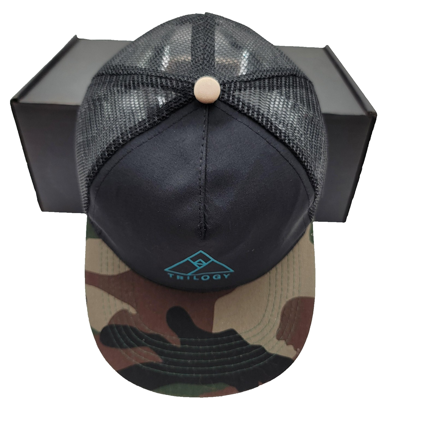 Trilogy Hat Cap Snap Back Black Camouflage Mesh Trucker One Size Mens Outdoors0