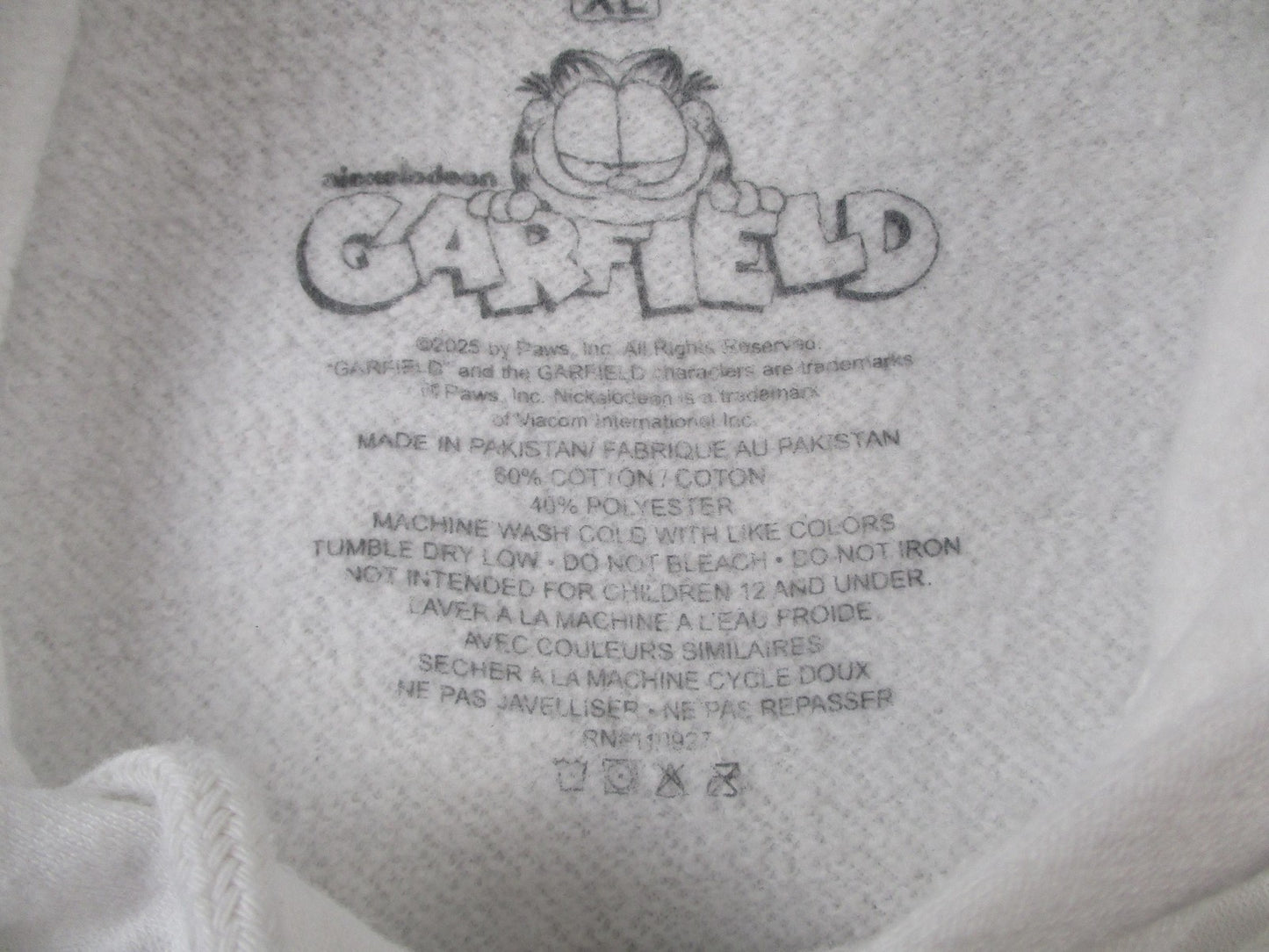 Garfield Hoodie Mens XL White Earth Globe Cartoon Cat Graphic Pullover 147814793