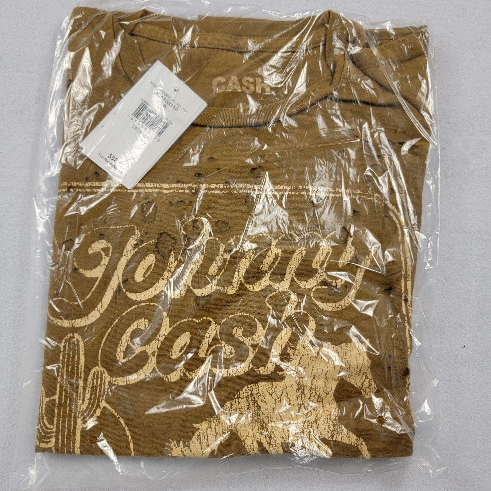 Buckle x Johnny Cash Distressed Mens Tshirt Brown Sz M4