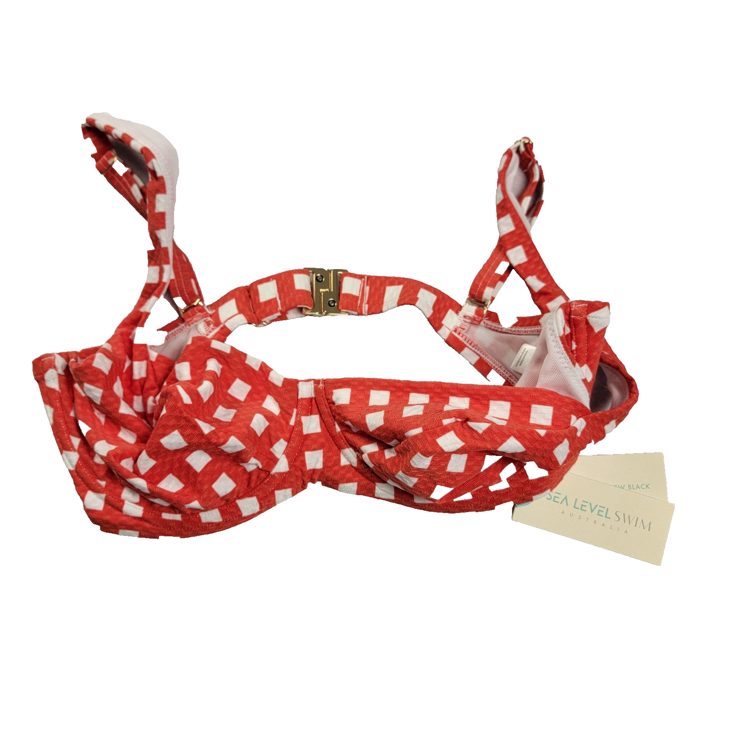 Sea Level Swim Le Damier Bra Bikini Top Womens US 8 DD/E Underwire Australia0