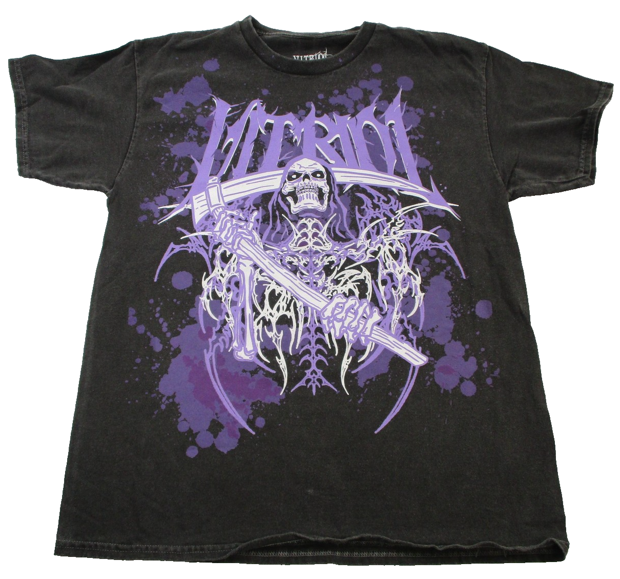 Vitriol Shirt Mens Lg Black Grim Reaper Skull Purple Graphic Tee Gothic 1373740