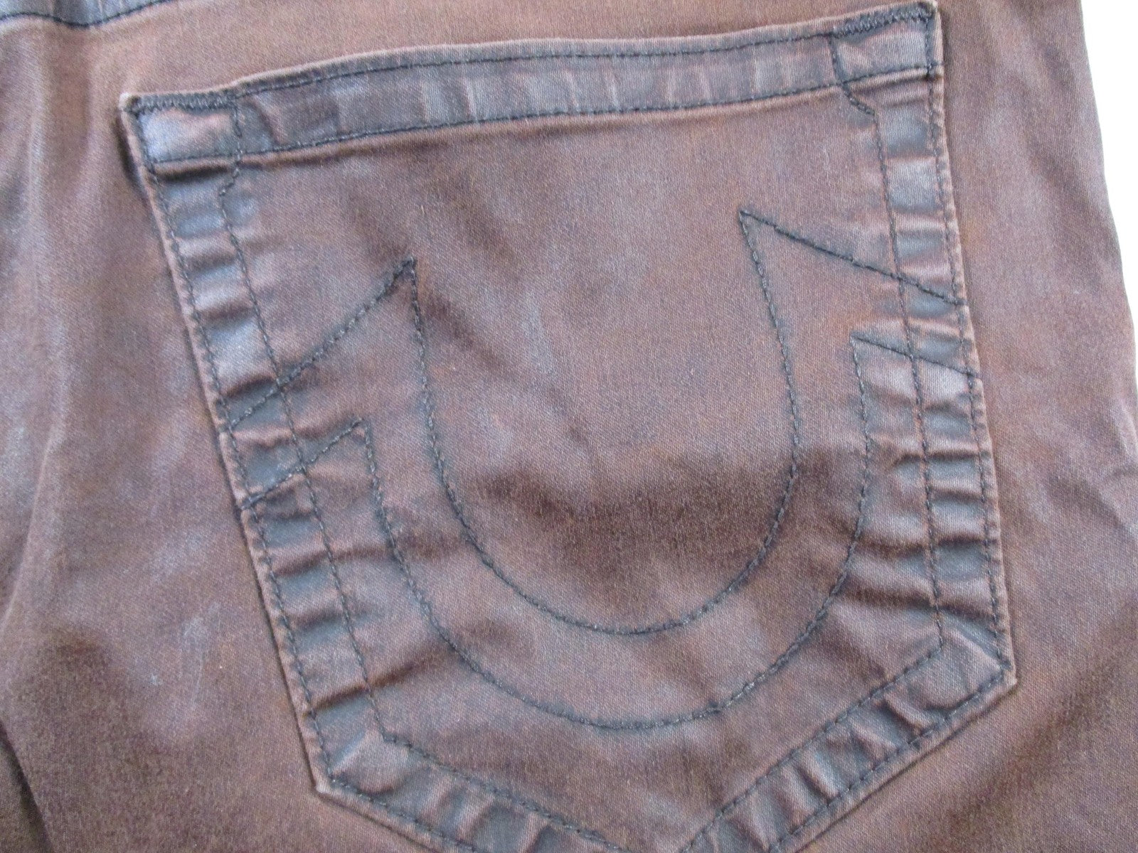 True Religion Dean Jeans Mens 40x32 Brown Tapered Slim Stretch Denim USA 14369