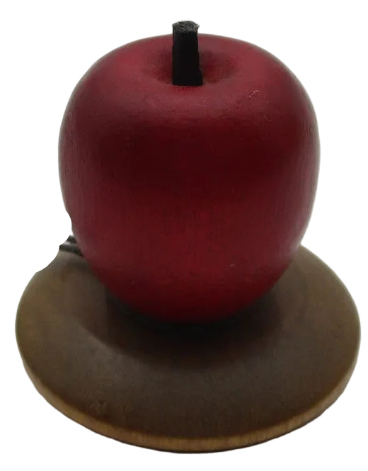 70s Wood Red Apple Stamp Dispenser Figurine Small Country Decor Jacobson's Tag0