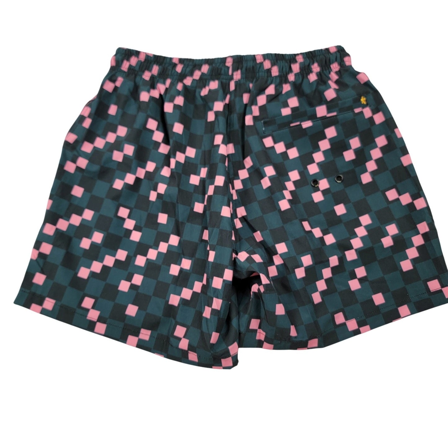 Strangers Only 225 Pixel Checkerboard Swim Trunks XS Pink Teal Board Shorts NWT1