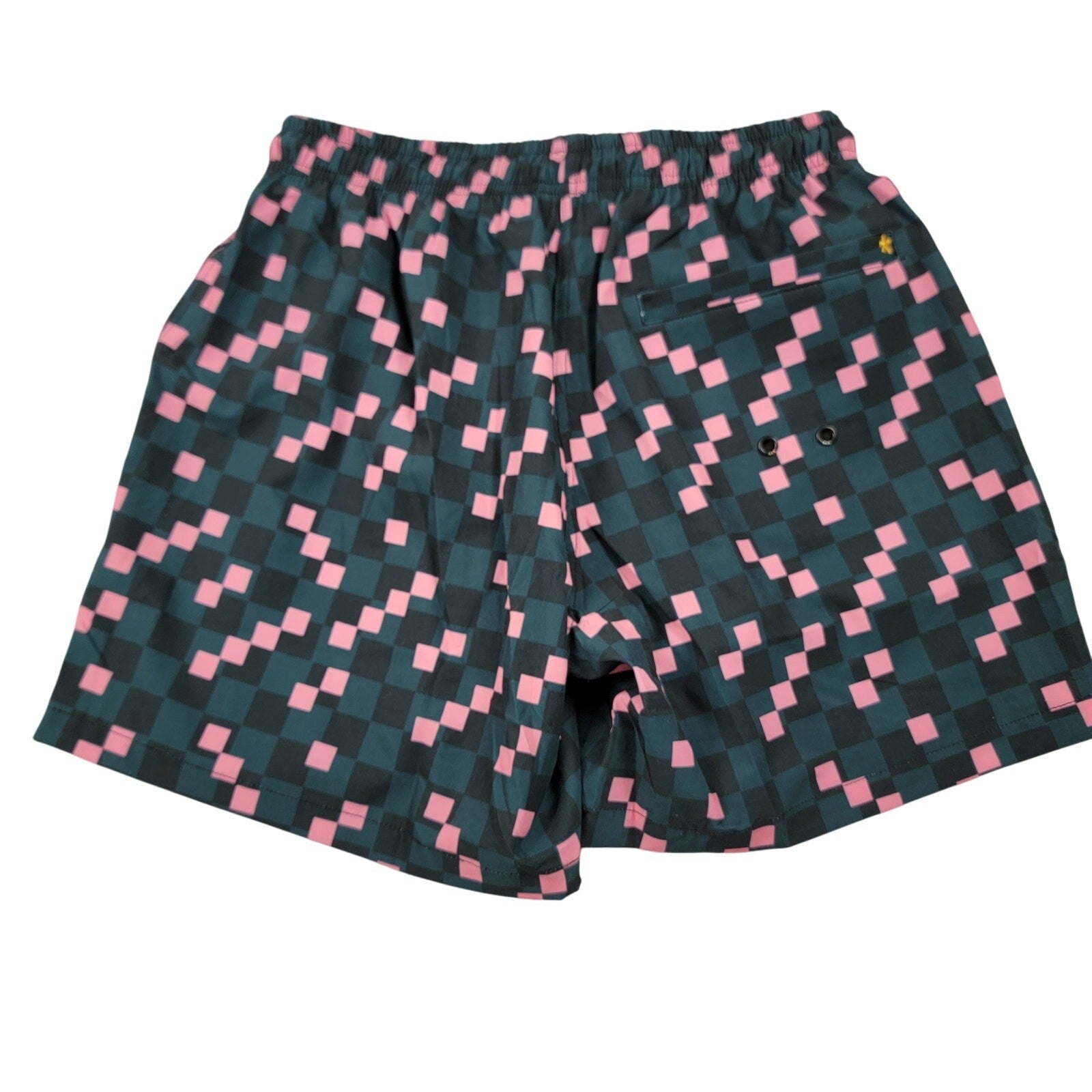 Strangers Only 225 Pixel Checkerboard Swim Trunks XS Pink Teal Board Shorts NWT1
