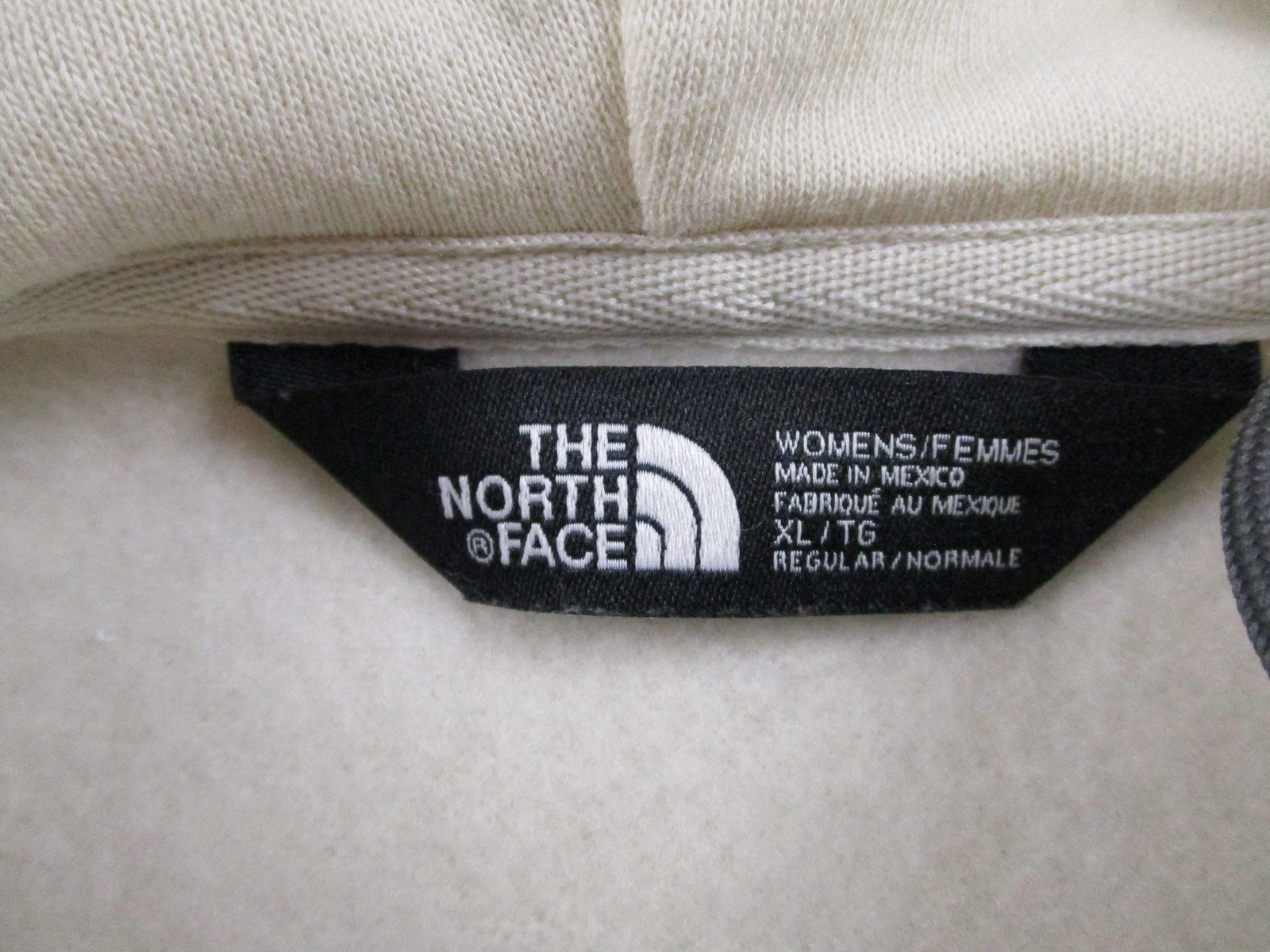The North Face Hoodie Womens XL White Gold Logo Graphic Pullover Fleece 16642