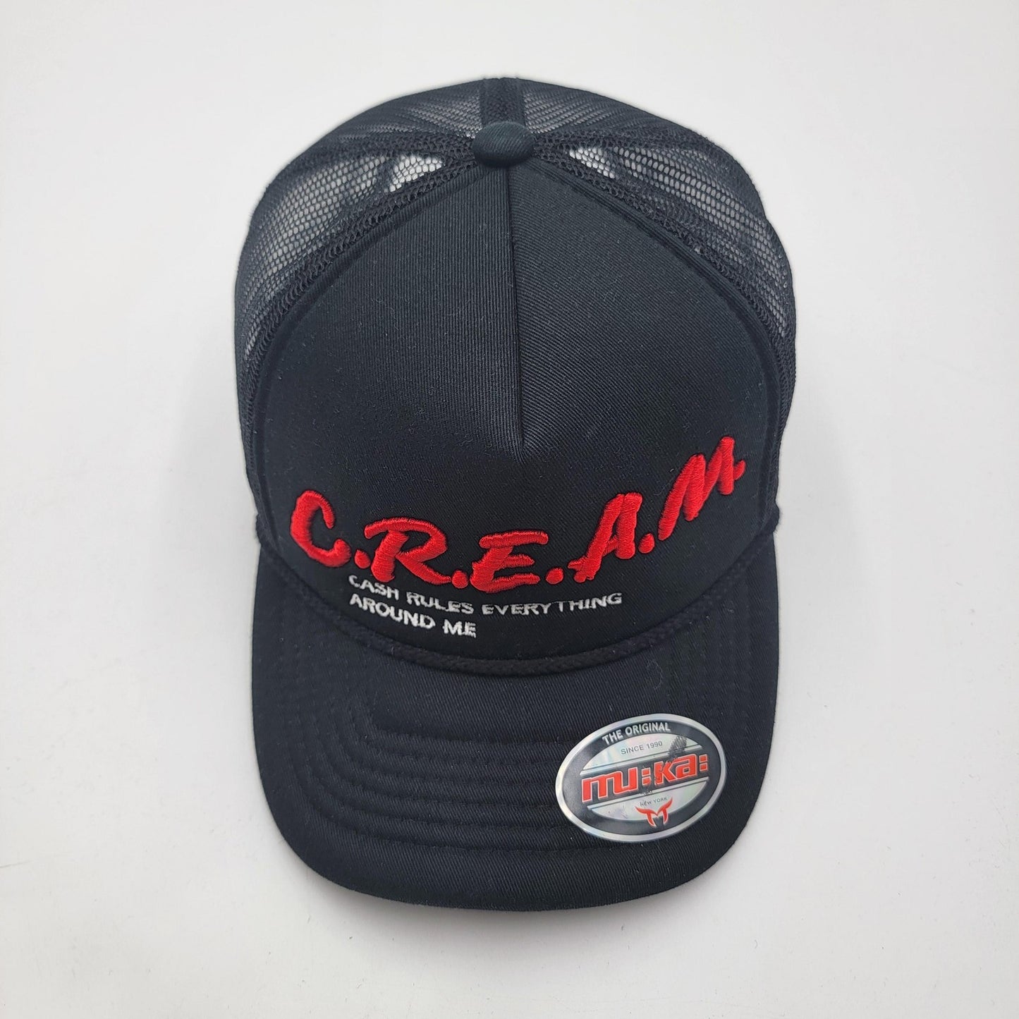 CREAM Hat Cap Snap Back Black Red Mesh Trucker Embroidered Muka One Size Mens4