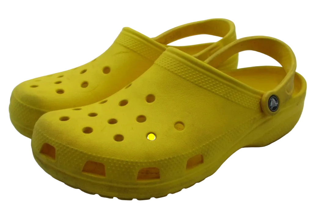 Crocs Classic Clog Shoes Mens Size 11 Yellow Slip On Sandals Comfort Casual0