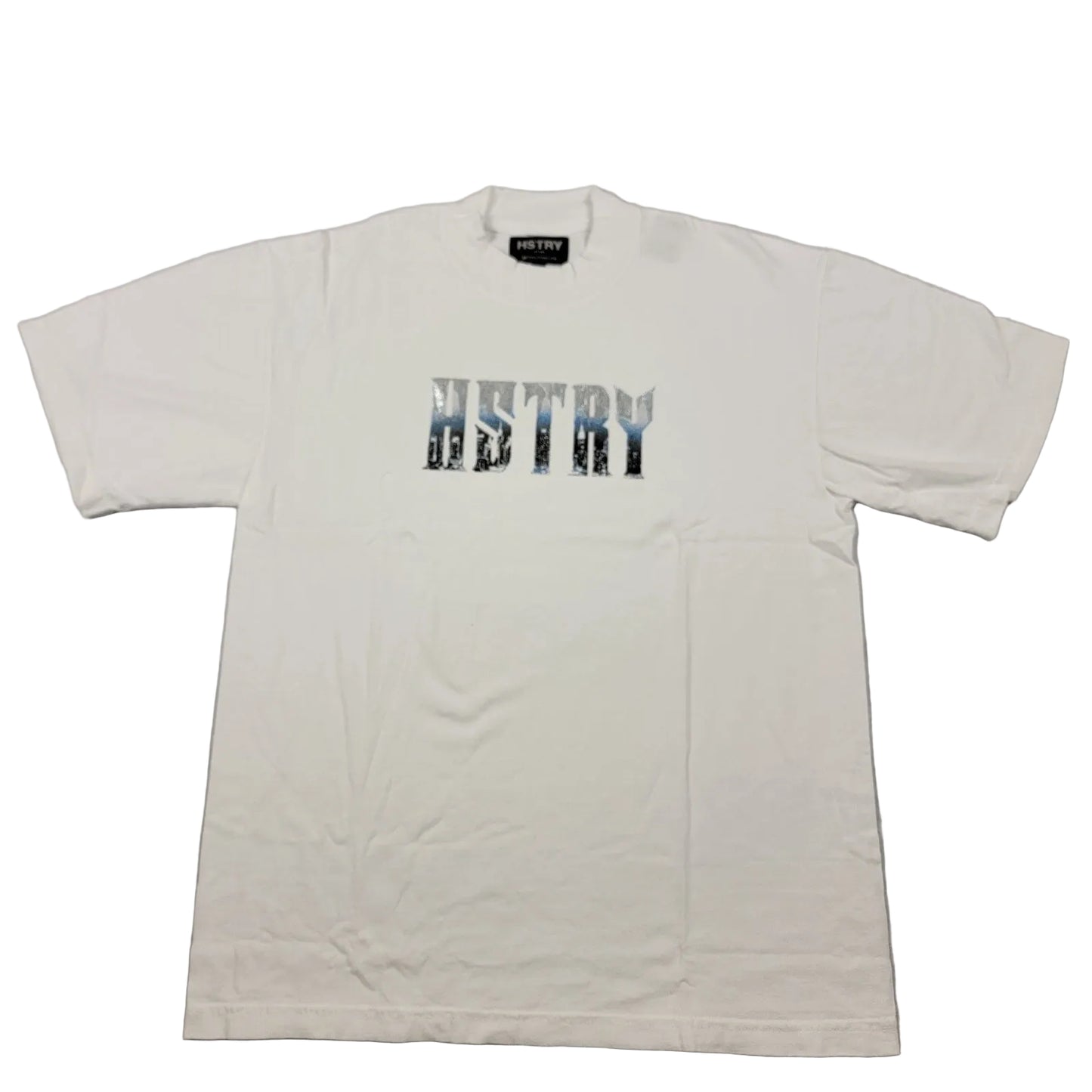 Hstry by NAS White Tshirt Metallic Skyline Mens Sz S