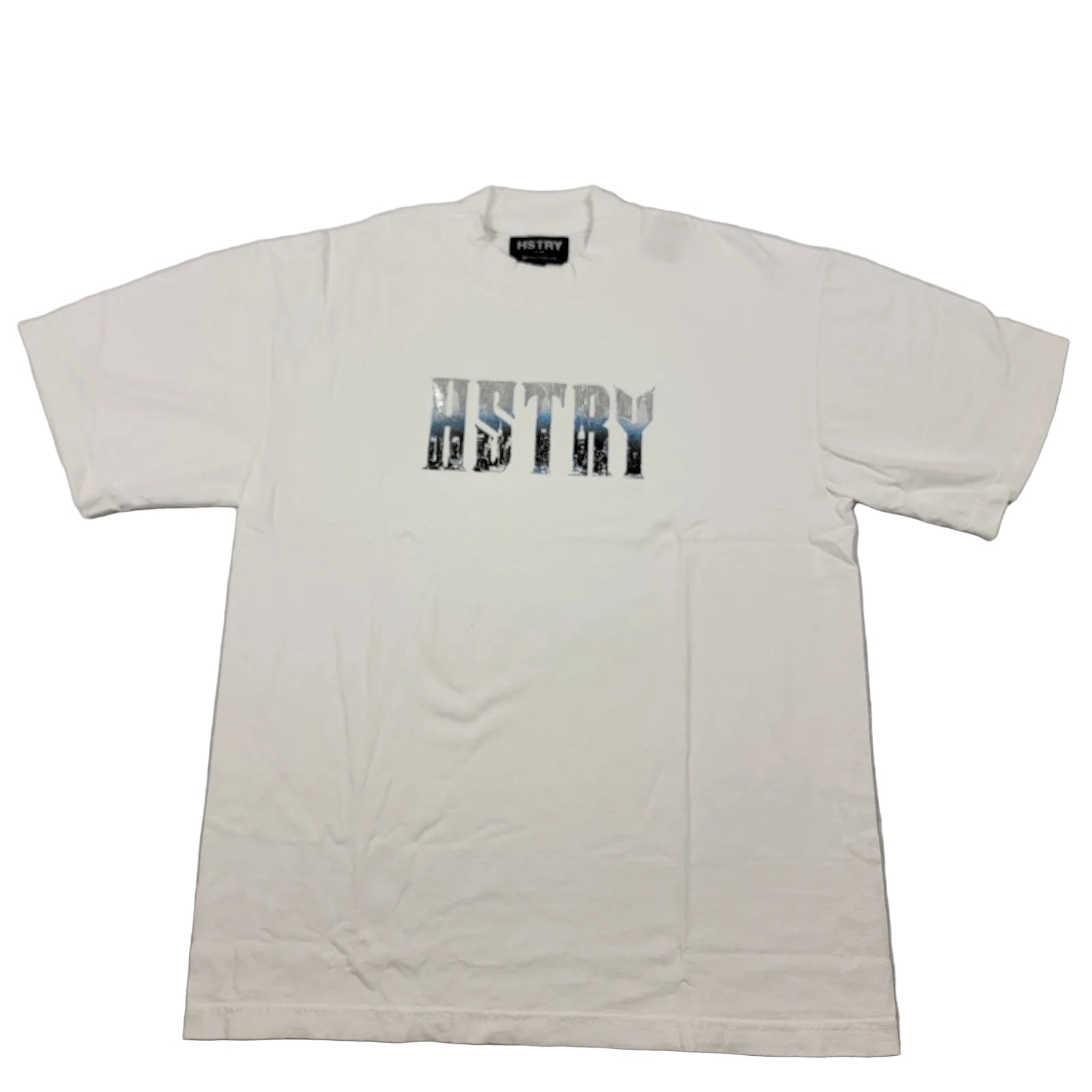 Hstry by NAS White Tshirt Metallic Skyline Mens Sz S