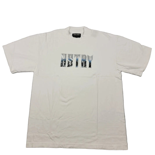 Hstry by NAS White Tshirt Metallic Skyline Mens Sz S