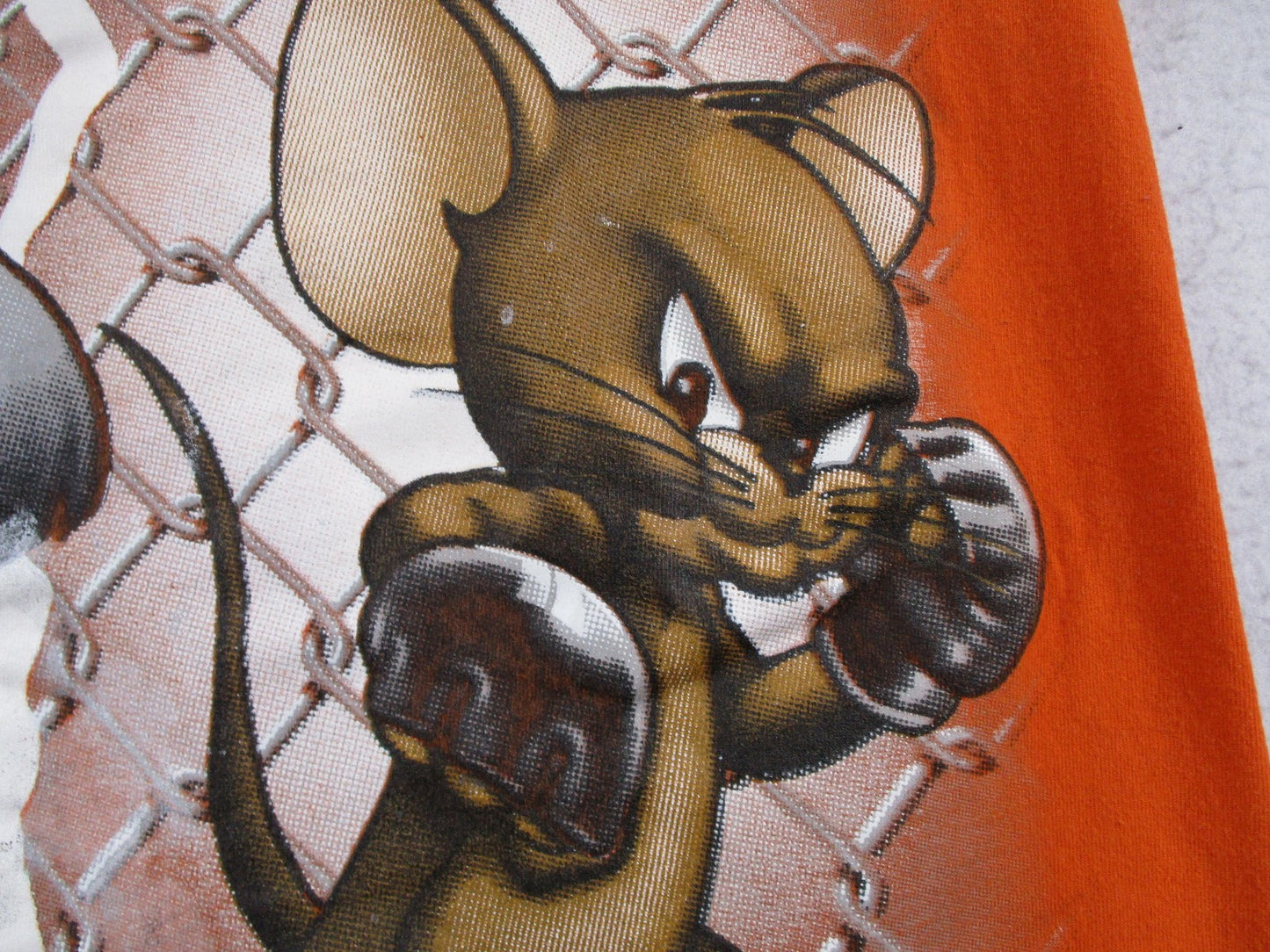 New Rizon Shirt Mens Large Orange Tom & Jerry Boxing For All The Chedda Tee4