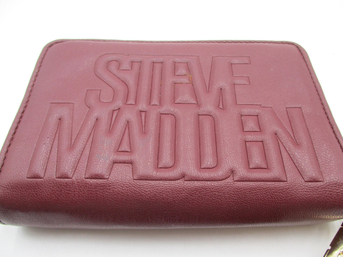 Steve Madden Wallet Women's One Size Red Faux Leather Wristlet Zip Around6