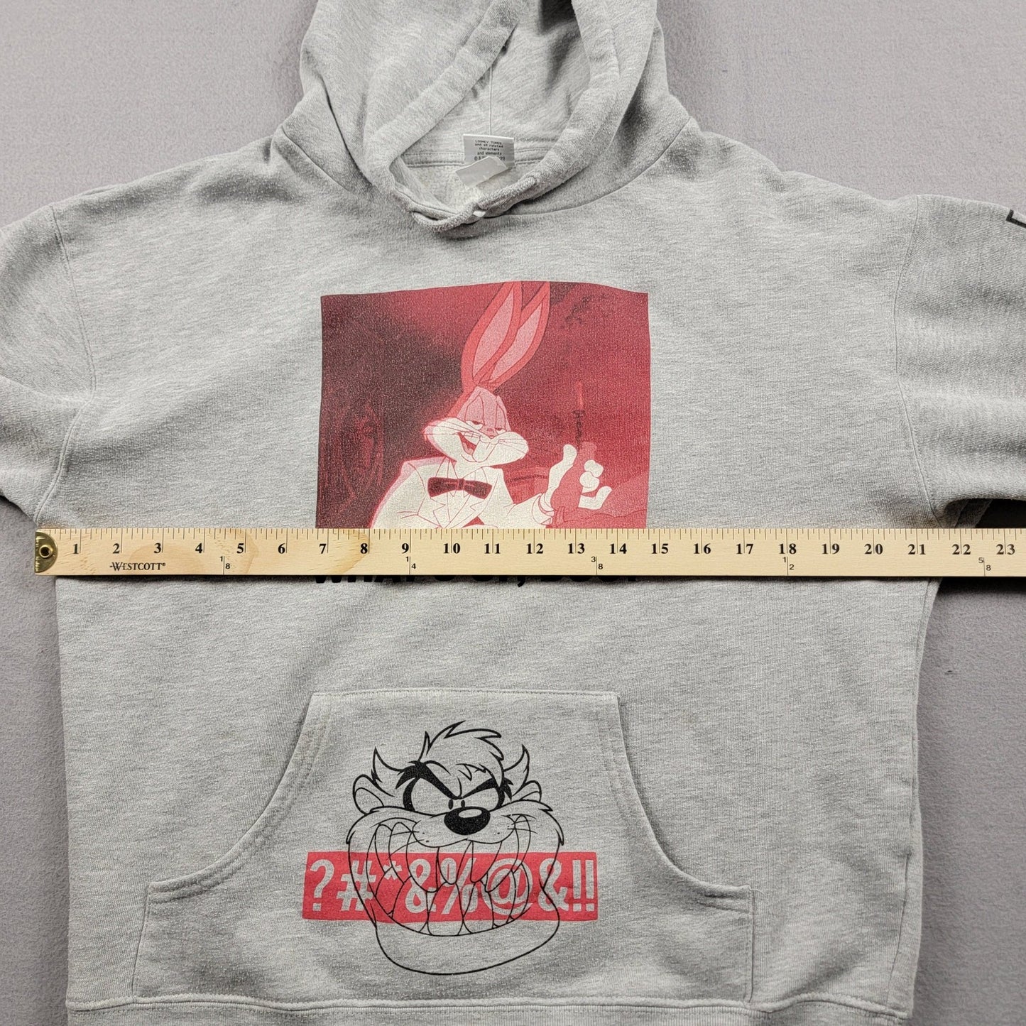Looney Tunes Bugs Bunny Taz Hoodie Gray Mens M Used Graphic