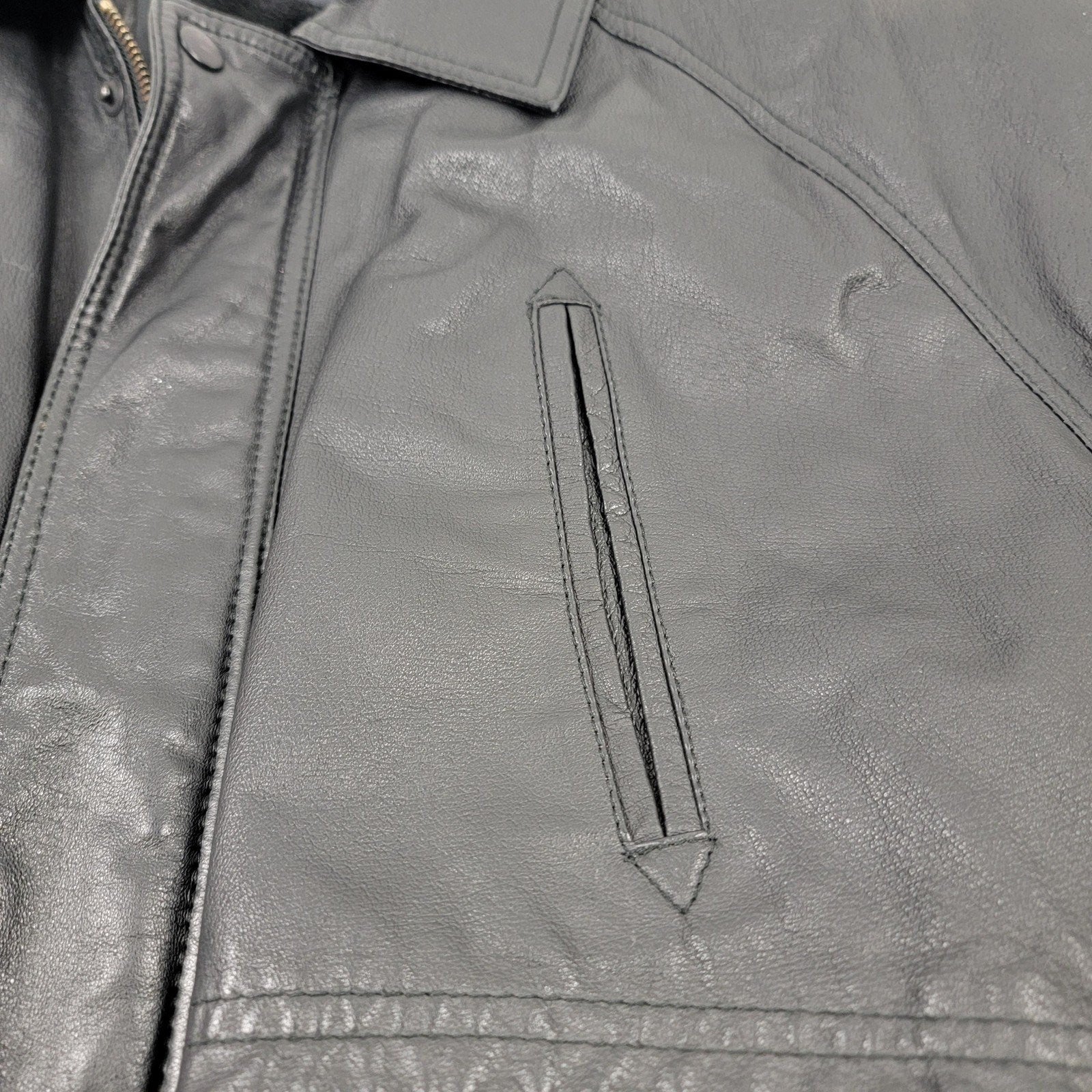 Wilda Leather Trench Coat Mens 2XL Black Belted Storm Flap Duster Jacket5