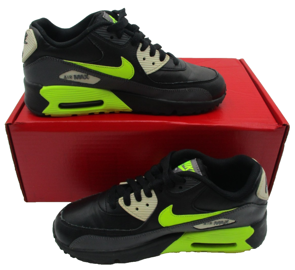 Nike Air Max 90 Shoes Youth Size 5.5Y Black Volt Running Sneakers 833412-023 1T83