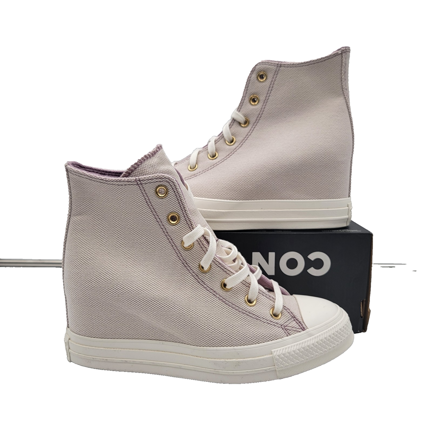 Womens Converse CTAS Wedge Hi Orchid Dust/Egret/Gold Sz 10 A12763C NIB0