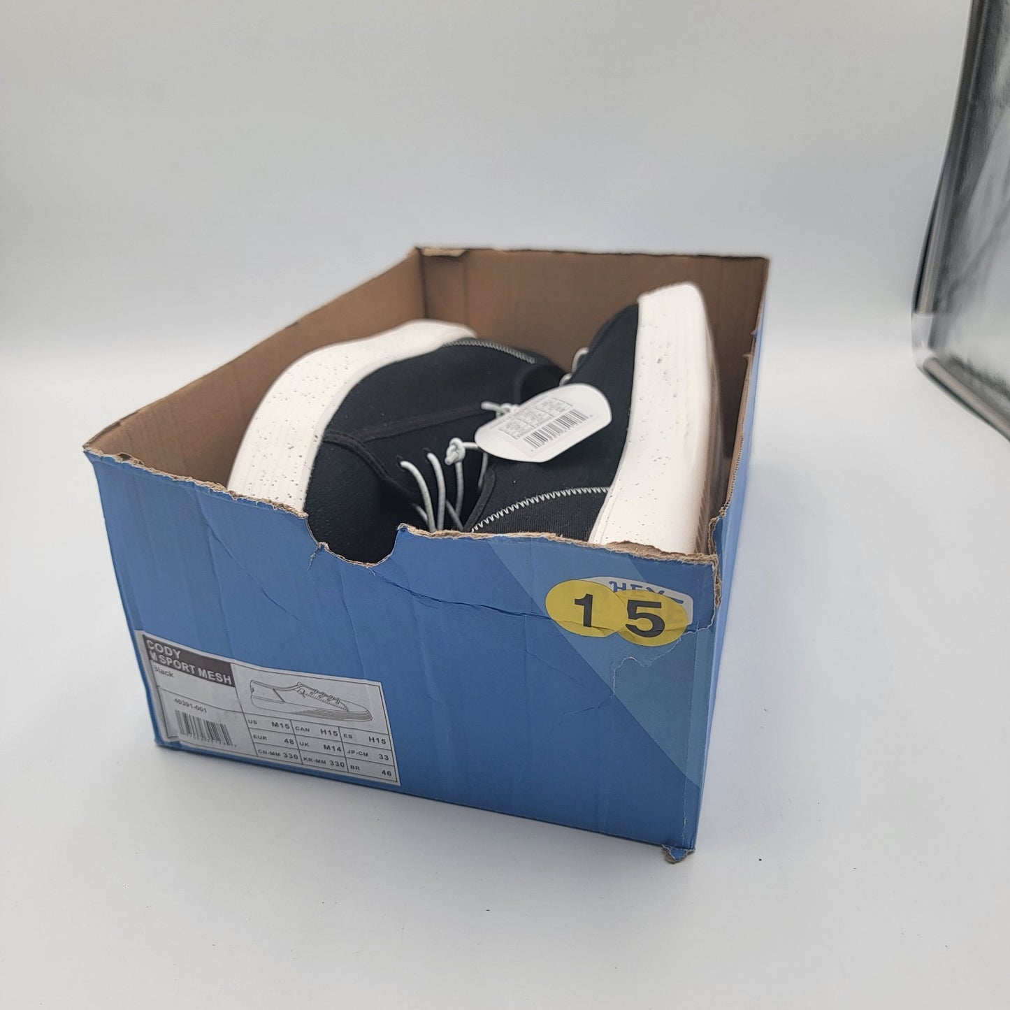 Hey Dude Cody M Sport Mesh Black White Sz 15 Mens Sneakers Casual Shoes NIB7