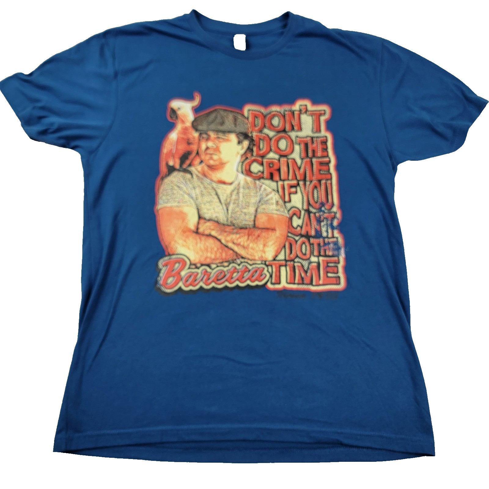 Vintage Baretta TV Show Graphic Tee Don’t Do The Crime Quote Blue Sz L