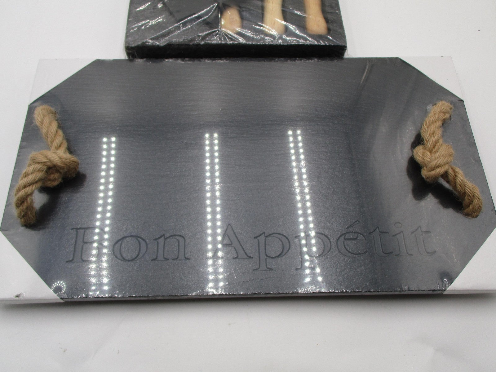 Pfaltzgraff Everyday 7-Piece Slate Cheese Serving Tray Bon Appetit Rope Handles4