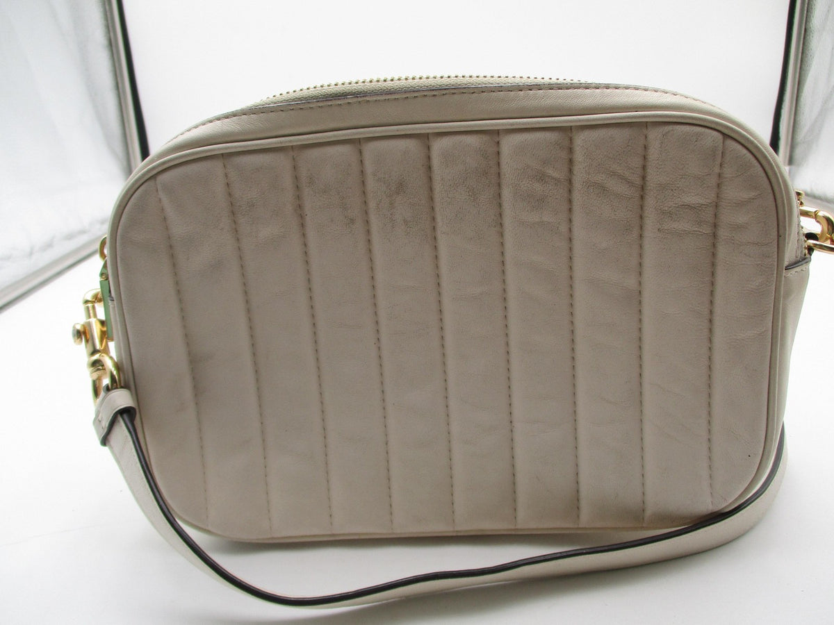 Coach Crossbody Bag Womens Small White Quilted Leather Gold Hardware Zip3