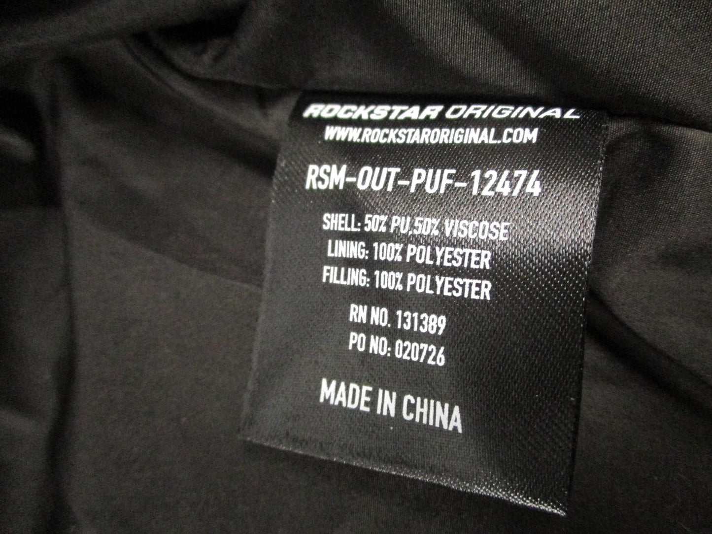 Rockstar Original Kensen Jacket Mens Large Black Faux Leather Puffer 169113