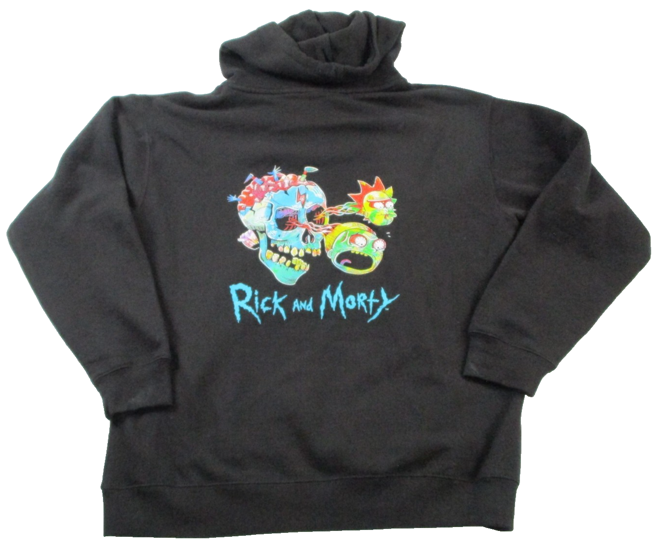 Rick & Morty Independent Hoodie Mens Large Black Pullover Sweatshirt Skull 16431