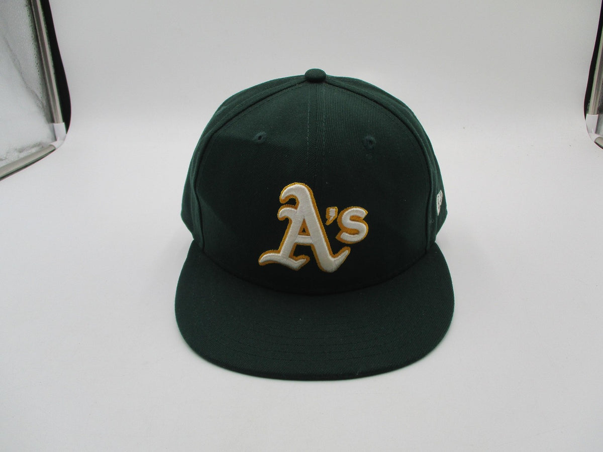 Oakland Athletics Hat Cap Fitted Mens 7 5/8 Green Yellow MLB Baseball New Era3