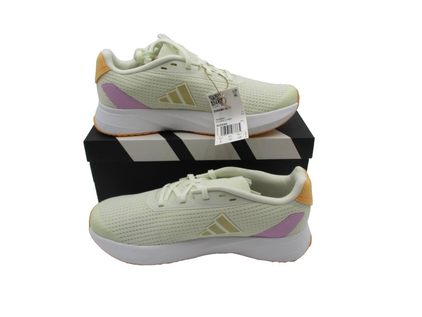 Adidas Duramo SL K Running Shoes Light Yellow Lilac Orange ID5890 Size 6 New3